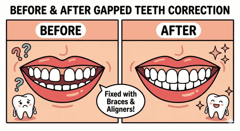 Gapped teeth treatment in South Kolkata.