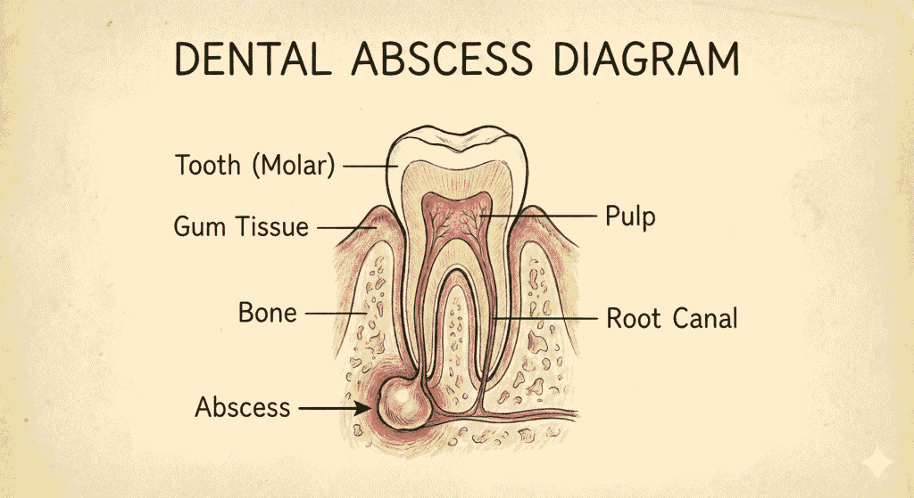 Dental abscess on gum.