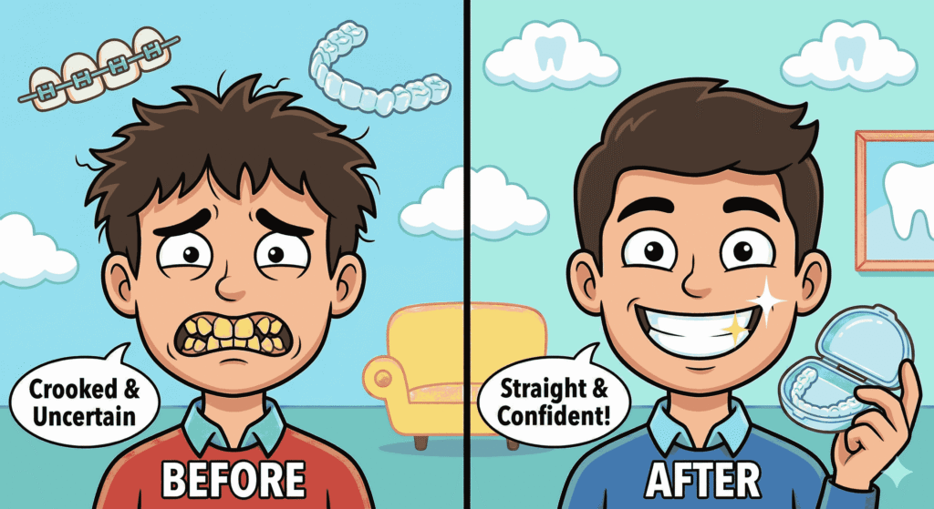 Aligners and braces results.