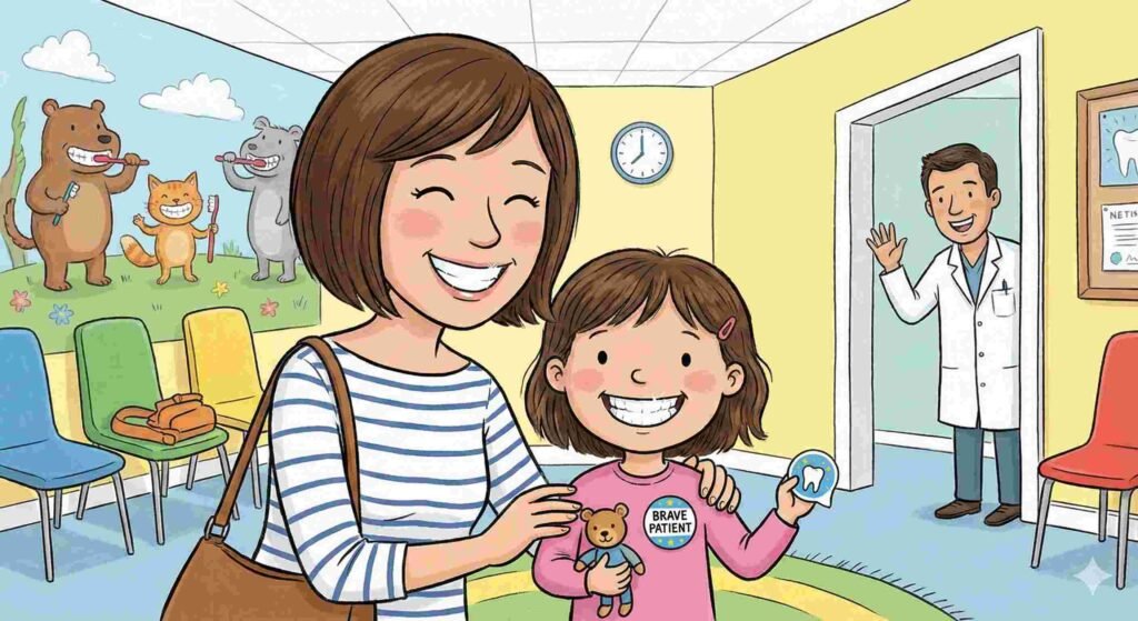 Happy child after visiting the best pediatric dentist in South Kolkata