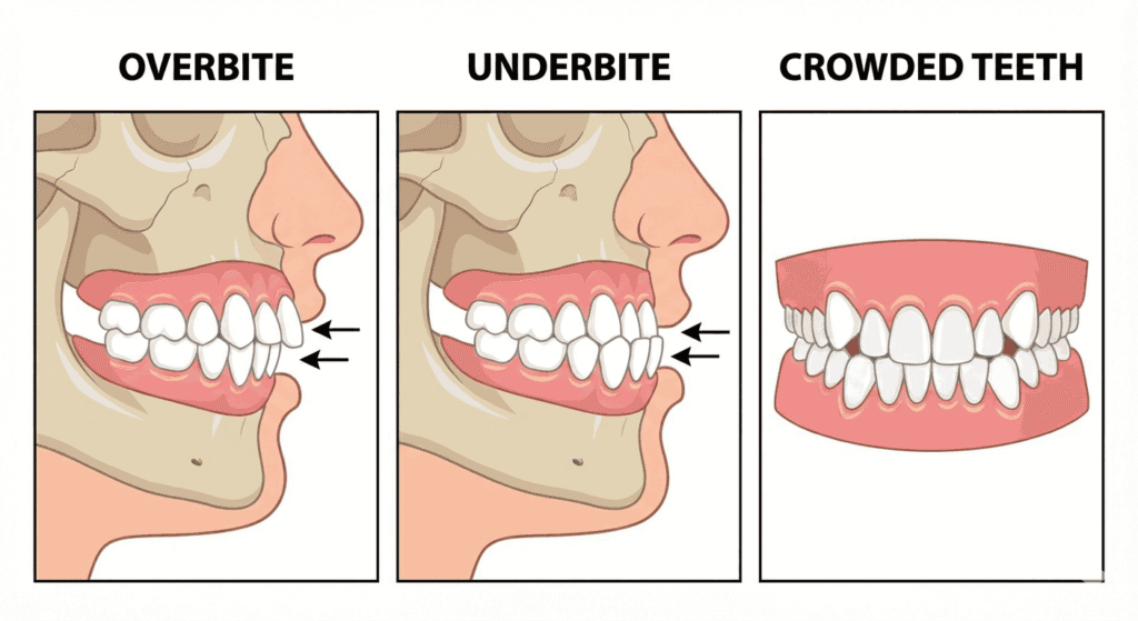 overbite underbite crowded teeth orthodontic problems