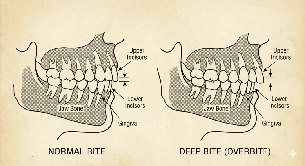 deep bite vs normal bite comparison