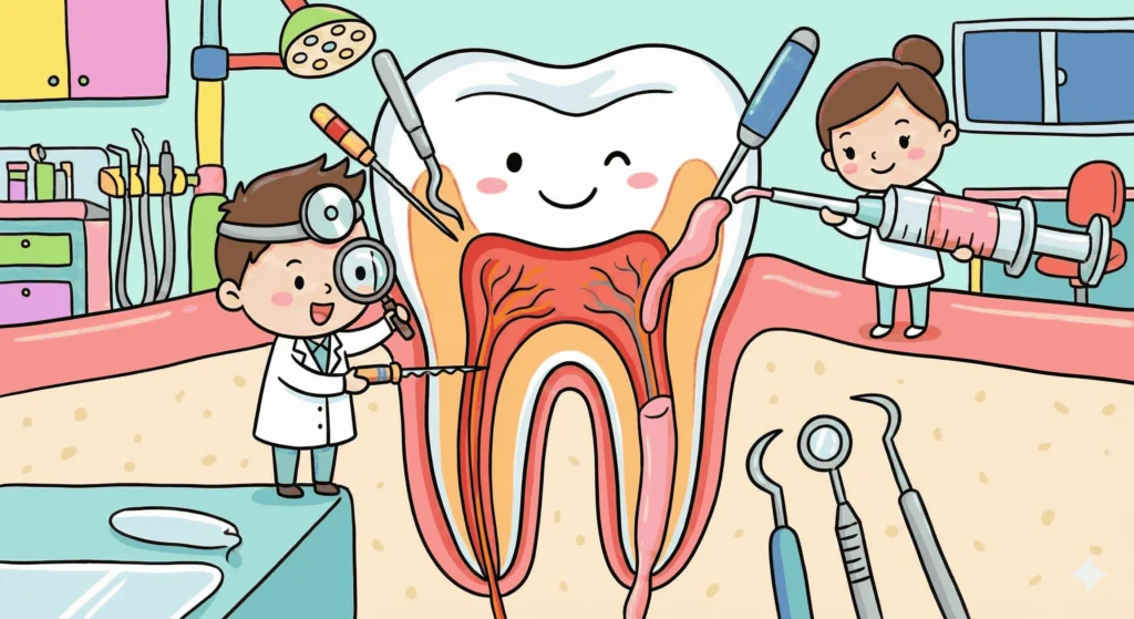 root canal treatment procedure in back molar tooth