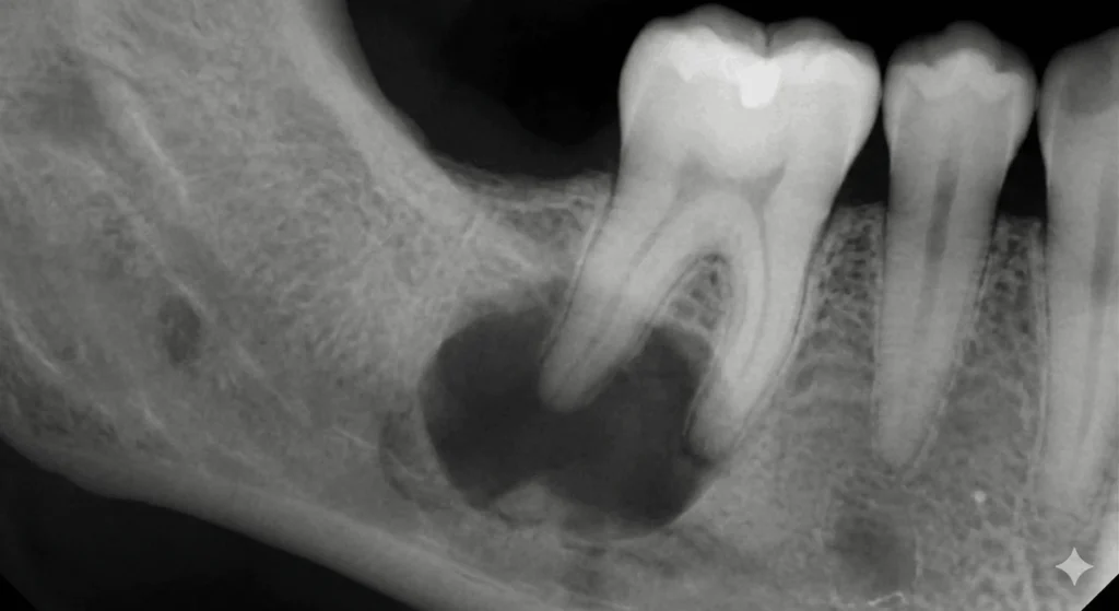 dental x-ray showing failed root canal infection