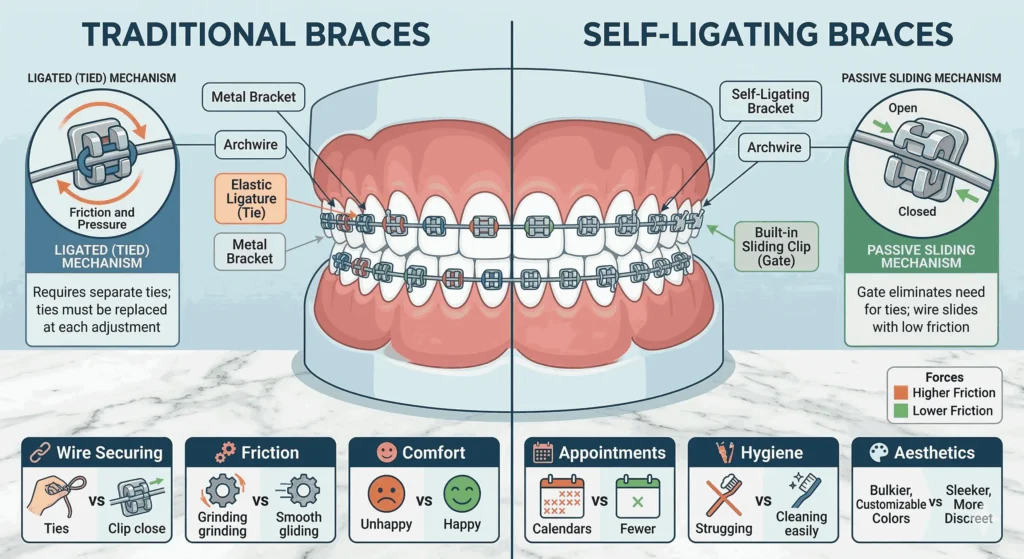 Self ligating braces vs traditional braces comparison